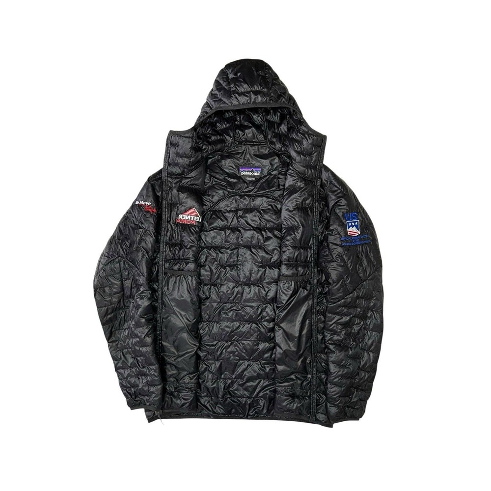 Patagonia Micro Puff Hoody Jacket Black US Ski Team Men’s Large Lightweight - Picture 3 of 11